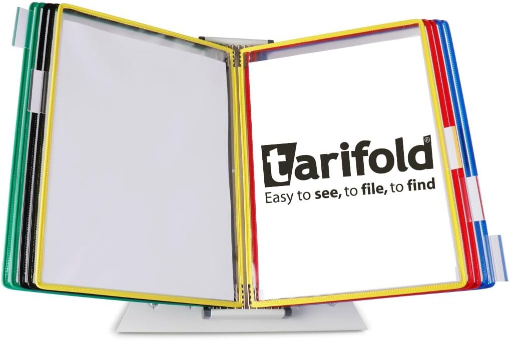 Tarifold Sistema de referencia y visualización de escritorio, 10 bolsillos de doble cara, tamaño carta, bolsillos surtidos (D291)