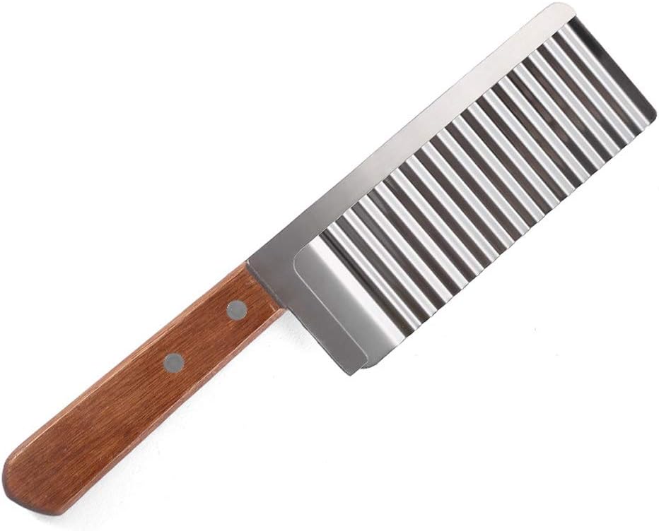ZOSTLAND Cortador ancho de acero inoxidable, cuchillo para picar ensalada de verduras, herramienta de corte para cortar papas fritas, cuchillo