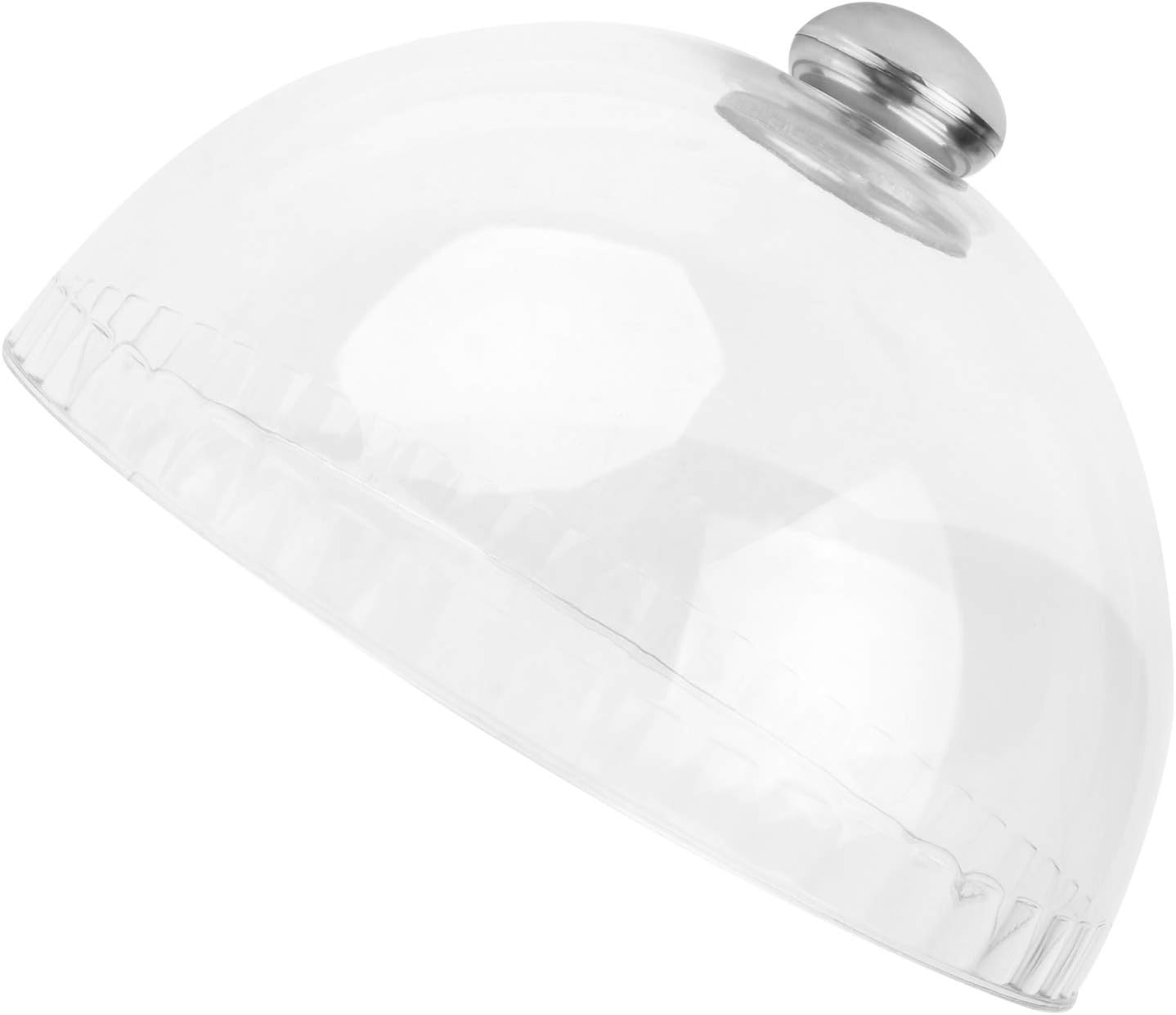 Zerodeko Cubierta redonda transparente para alimentos, cúpula transparente para pasteles, material PS duradero con mango de acero inoxidable,