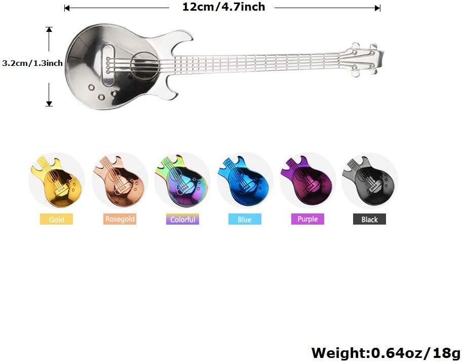 COMIART – Cucharas de café, cucharaditas, cuchara de hielo de postre, cuchara de azúcar, utilizada para mezclar mezclas, cuchara de guitarra de