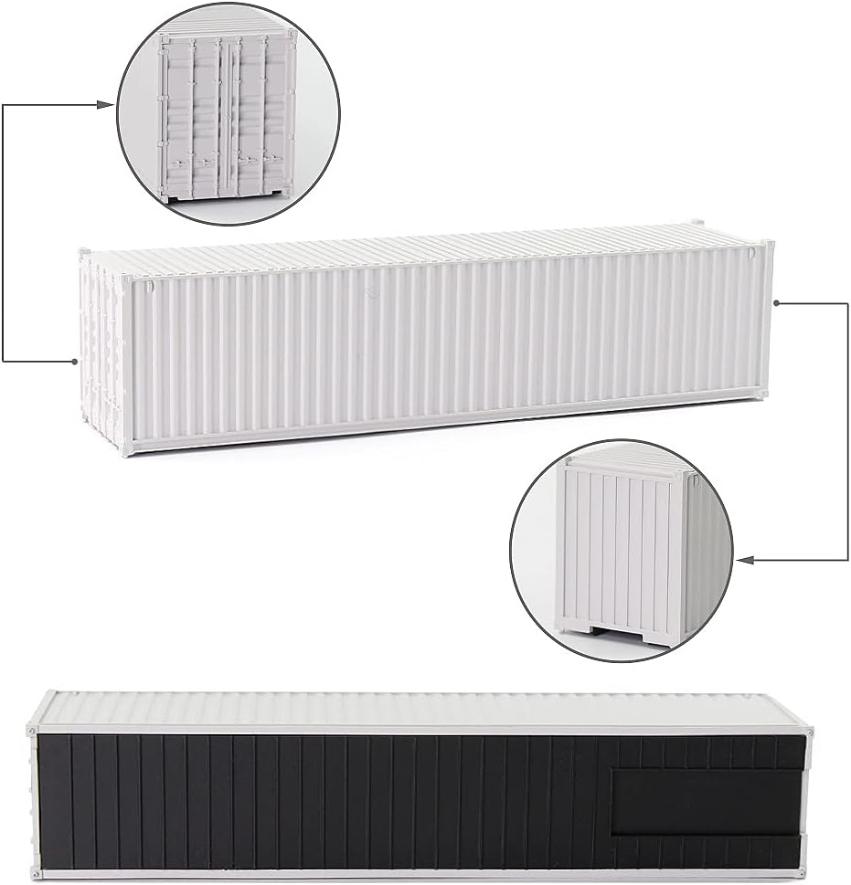 3pcs HO Escala sin decorar 40 ‘ (pies) Contenedores de envío 187 Contenedor lateral acanalado blanco C8740W