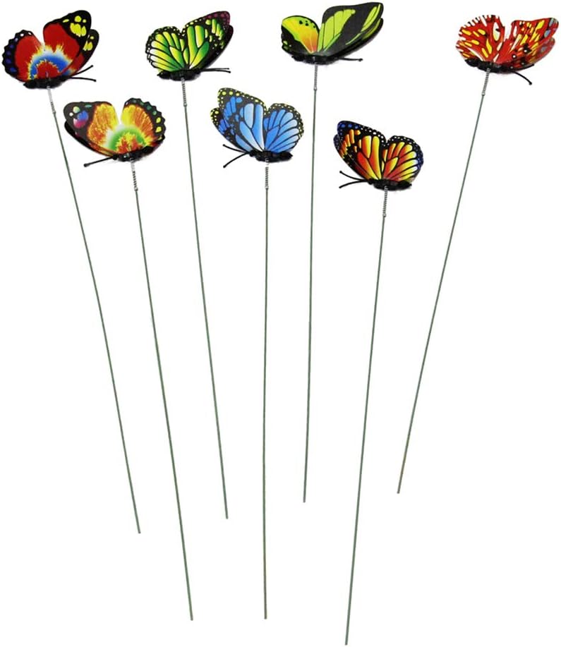 NUOBESTY Decoración de estacas de jardín de mariposas, mariposas falsas, decoración de patio, estacas de mariposas 3D para interiores y exteriores,