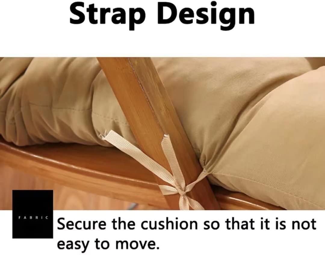 Cojín de asiento para silla mecedora, cojín de respaldo alto suave antideslizante con lazos, cojín grueso y transpirable para uso en interiores y
