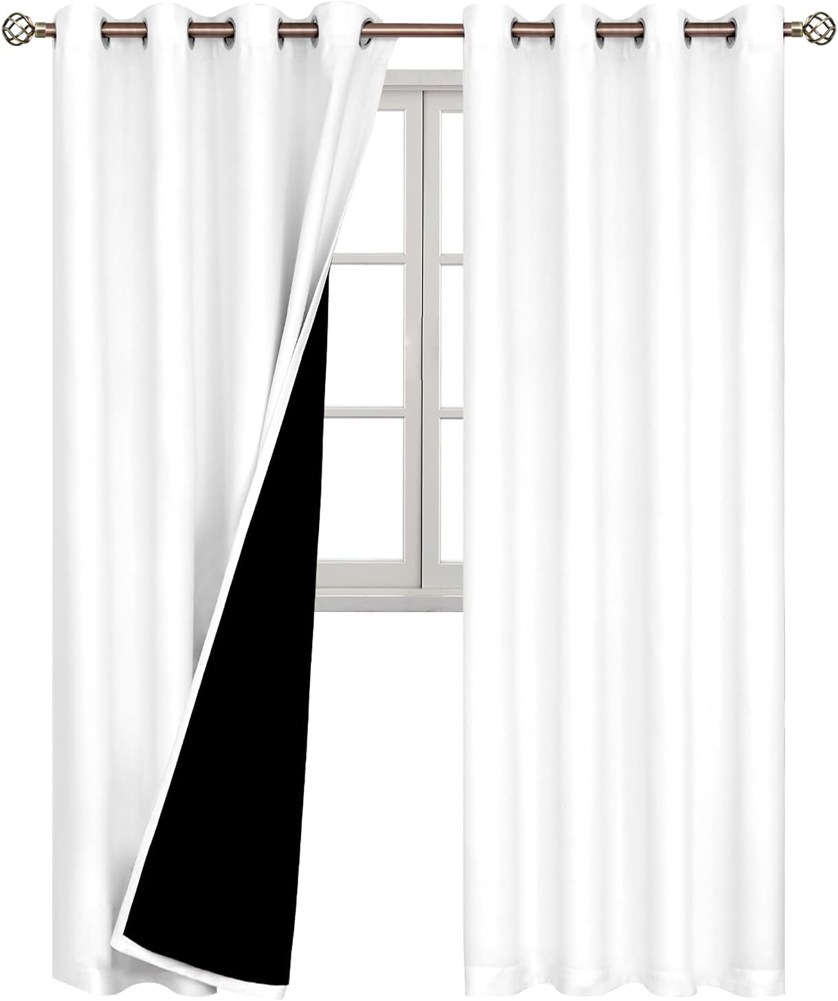BGment – Cortinas con aislamiento térmico para habitación, 100% opacas, con forro negro, cortina de doble capa con ojales, reduce el ruido (52 x