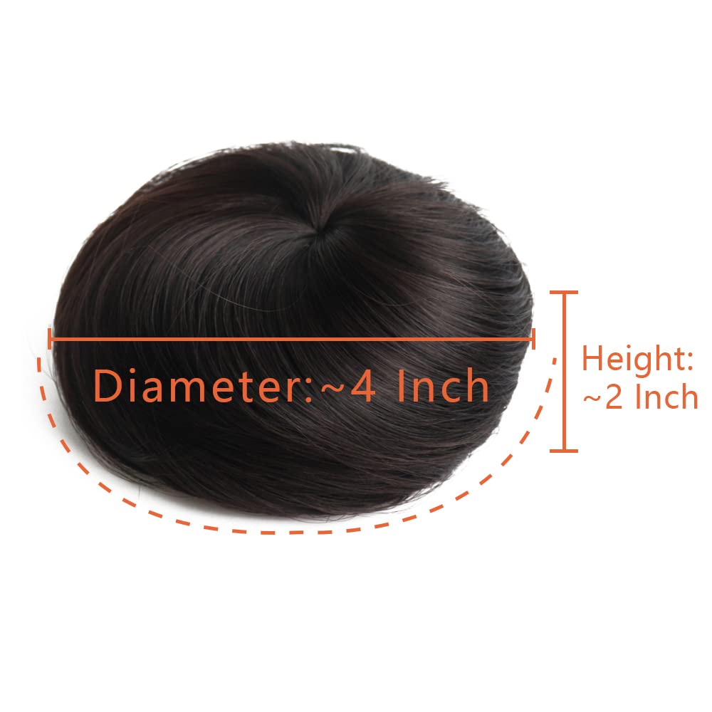 2 piezas de cabello humano desordenado de moño, moño rosa desordenado, moño para mujeres, coleteros de cabello real, extensiones de moño para cola