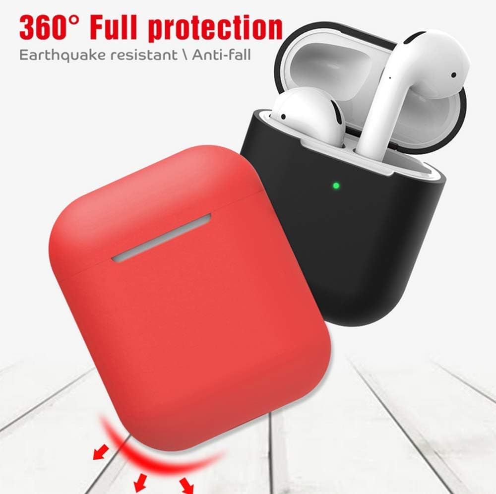 Funda protectora de silicona compatible con Apple Airpods 1 y AirPods 2 LED frontal visible (azul claro)