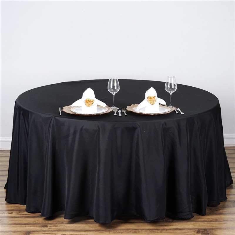 Efavormart – Mantel redondo de poliéster de 108 pulgadas, 108 pulgadas, para bodas, fiestas, banquetes, restaurantes, color negro