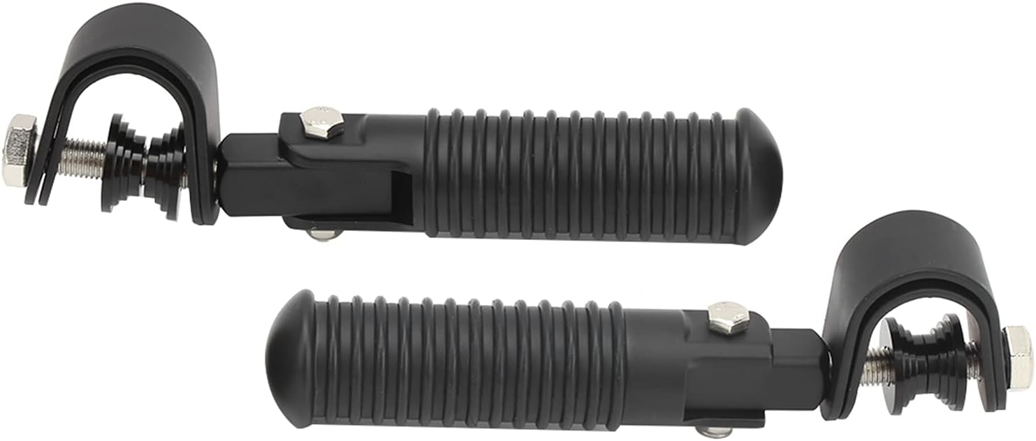 KIMISS Estriberas universales de motocicleta para barras de choque, soportes de clavijas plegables de 1 pulgada para autopista de 1 pulgada (negro)