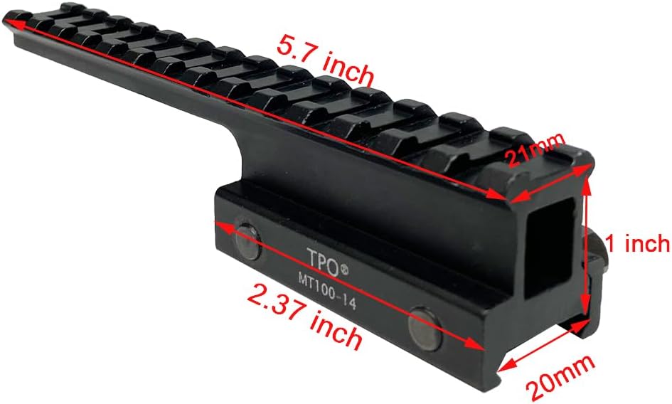 14-Slot Picatinny Weaver Riser Mount, (1″0.83″0.5″ Height), 5.7″ Length Flat Top Mount Adapter and Riser