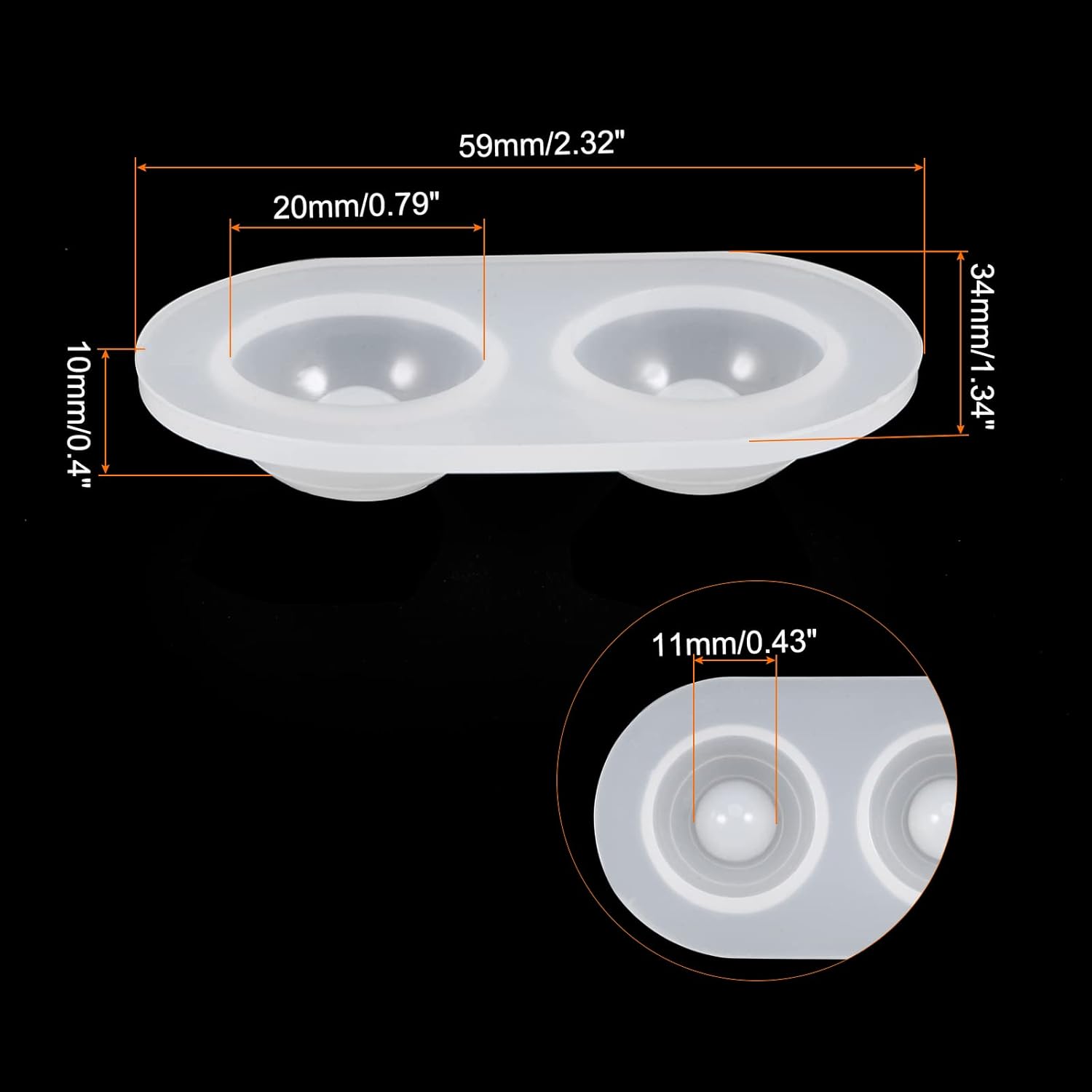 Molde de ojos para muñecas, cúpula de globo ocular, 0.787 in, silicona transparente decorativa para hacer joyas y manualidades