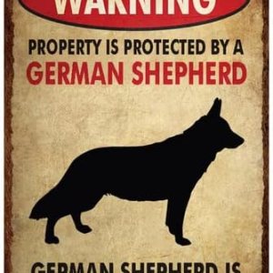 -Letrero de metal de aluminio vintage de pastor alemán de advertencia retro para baño de inodoro hogar 8 x 12 pulgadas -Letrero de metal de aluminio vintage de pastor alemán de advertencia retro para baño de inodoro hogar 8 x 12 pulgadas