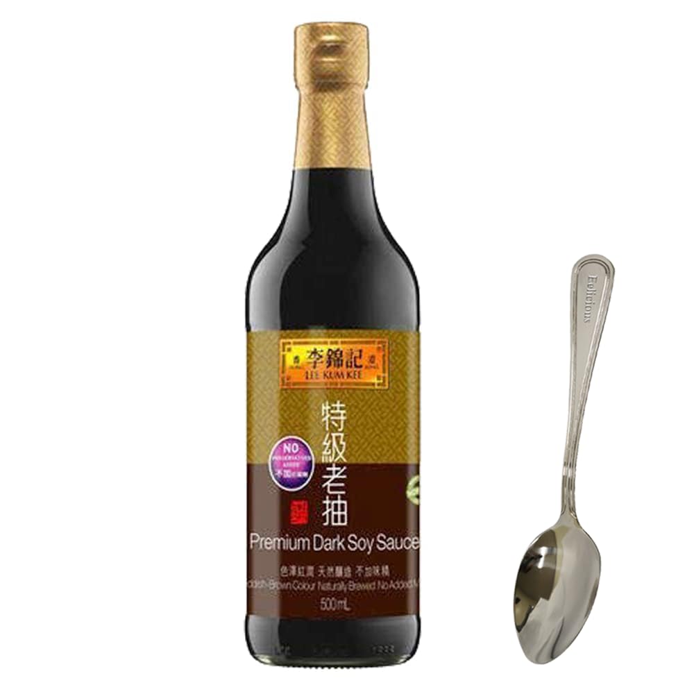 Lee Kum Kee Salsa de soja oscura de 16.9 onzas, 1 paquete viene con 1 cuchara Eelicious