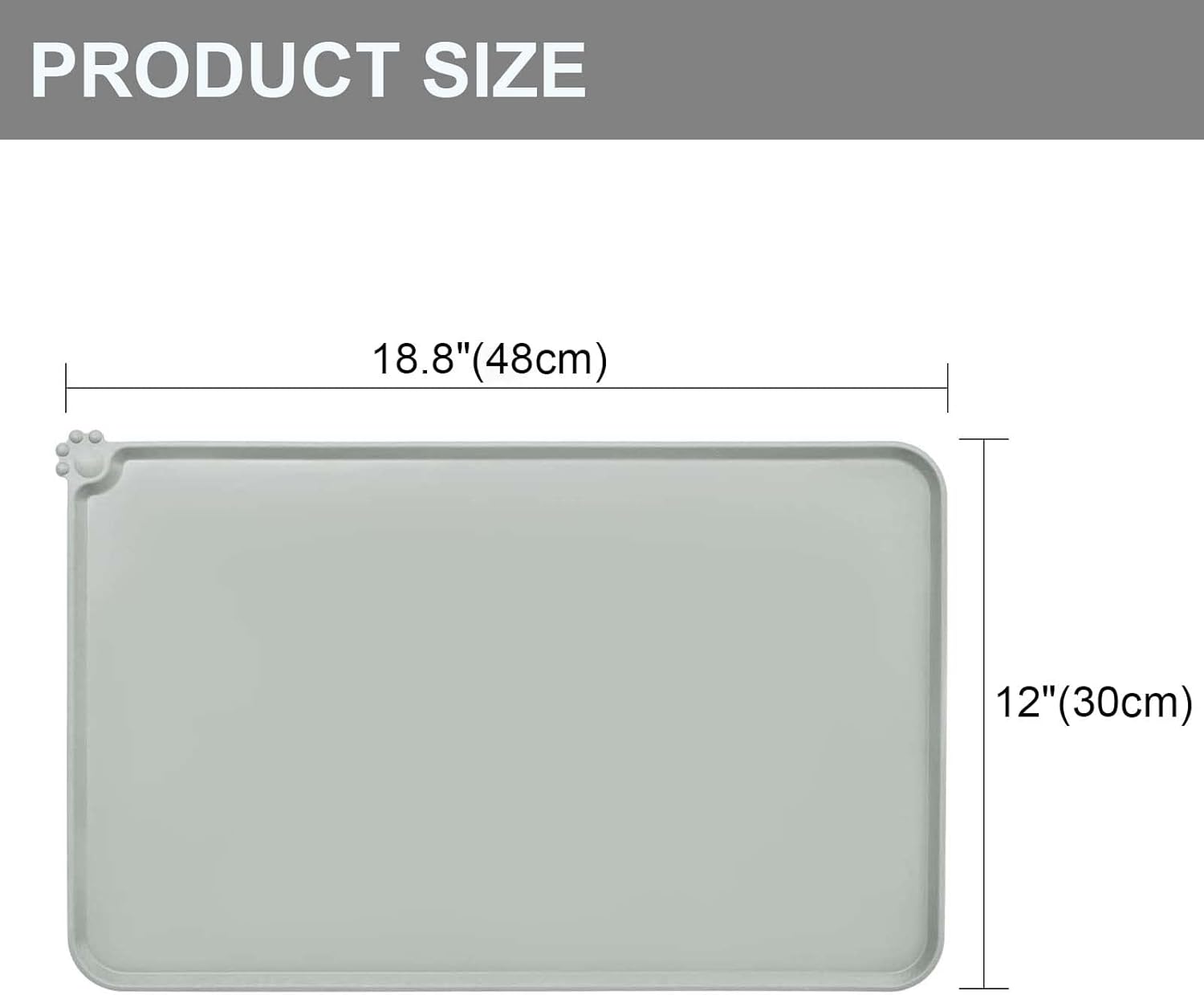 Tapete de silicona impermeable de 18.8 x 12 pulgadas, antideslizante para tazón de mascotas, tapete de alimentación de mascotas (18.8 x 12 pulgadas,