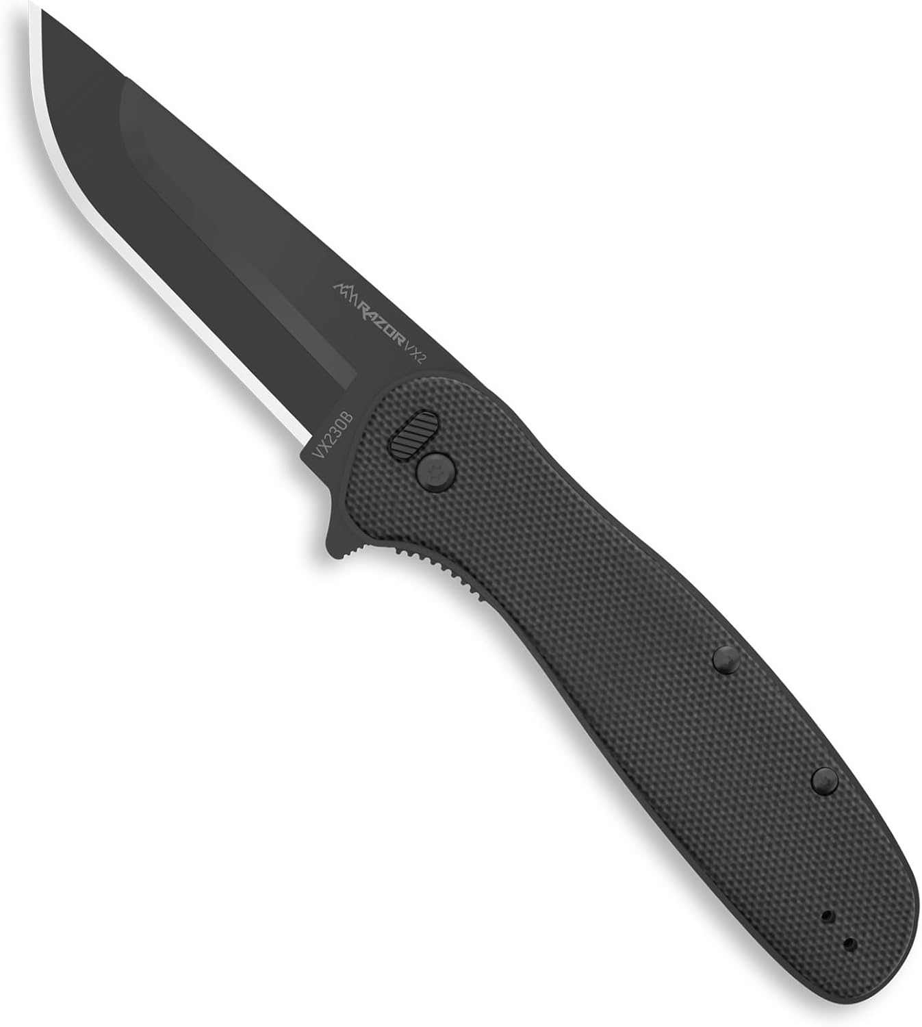 OUTDOOR EDGE RAZOR VX2  Cuchillo de bolsillo plegable EDC asistido con hoja reemplazable  Hoja de 3 pulgadas, mango de acero inoxidable G-10 negro,