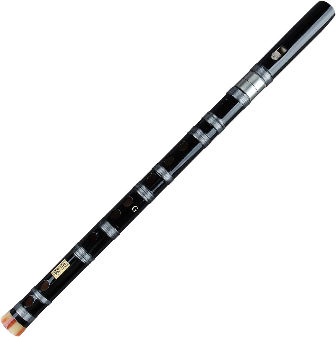 Flauta vertical de clarinete de bambú con línea transparente, instrumento musical hecho a mano chino (tecla -C negra)