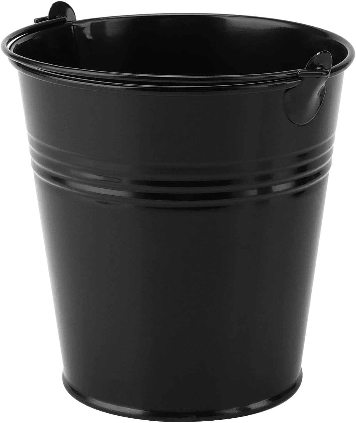 TAICHEUT Paquete de 15 cubos negros pequeños galvanizados, cubos de metal con asa, cubo pequeño para fiesta, para flores, dulces, aperitivos y
