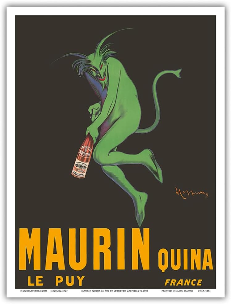 Maurin Quina – Quinina Apéritif – Diablo verde – Le PUY, Francia – Póster publicitario vintage por Leonetto Cappiello c.1906 – Impresión artística