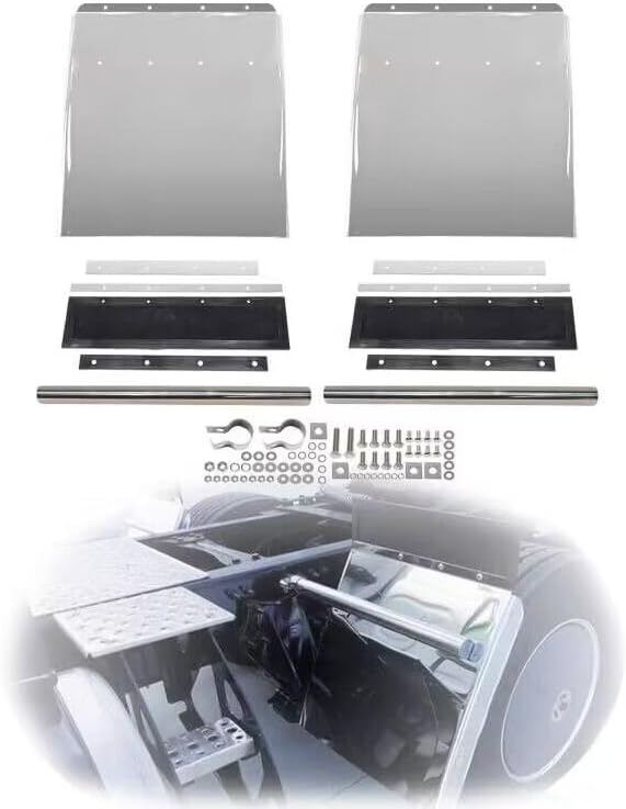 Par (2) Quarter Fen-der 24″ x 27″ Acero Inoxidable Para Semi Camión Freightliner