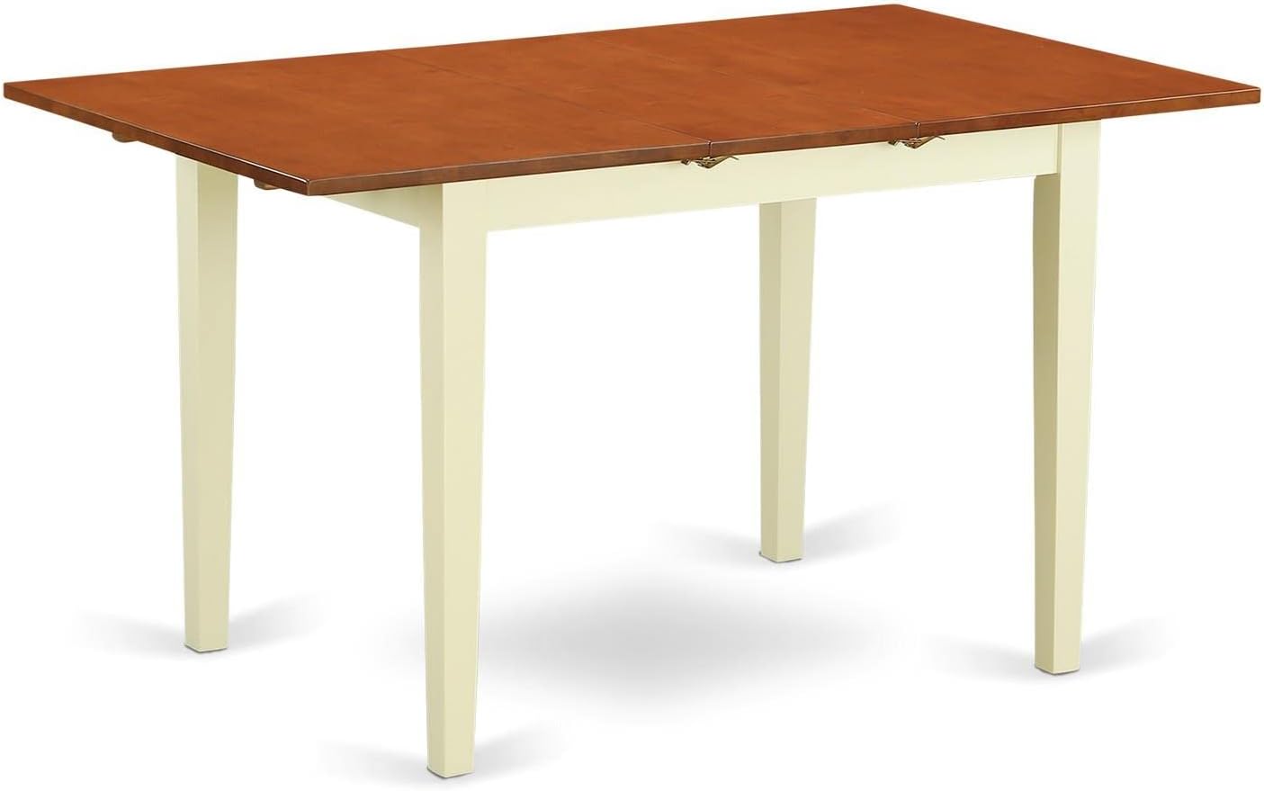 East West Furniture NOFK3-LWH-W – Juego de muebles de habitación de 3 piezas que contiene una mesa rectangular de madera con hoja de mariposa y 2