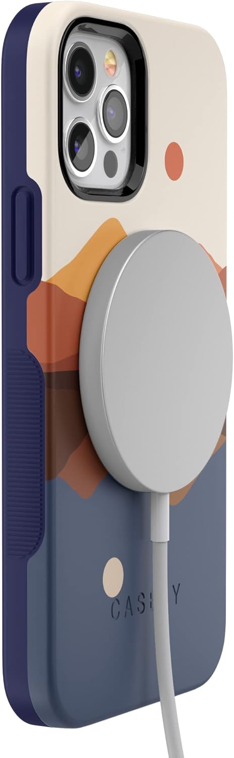 Casely Funda para iPhone 12 Pro Max  Compatible con MagSafe  Los opuestos se atraen  Funda de montaña con bloques de color de día y noche