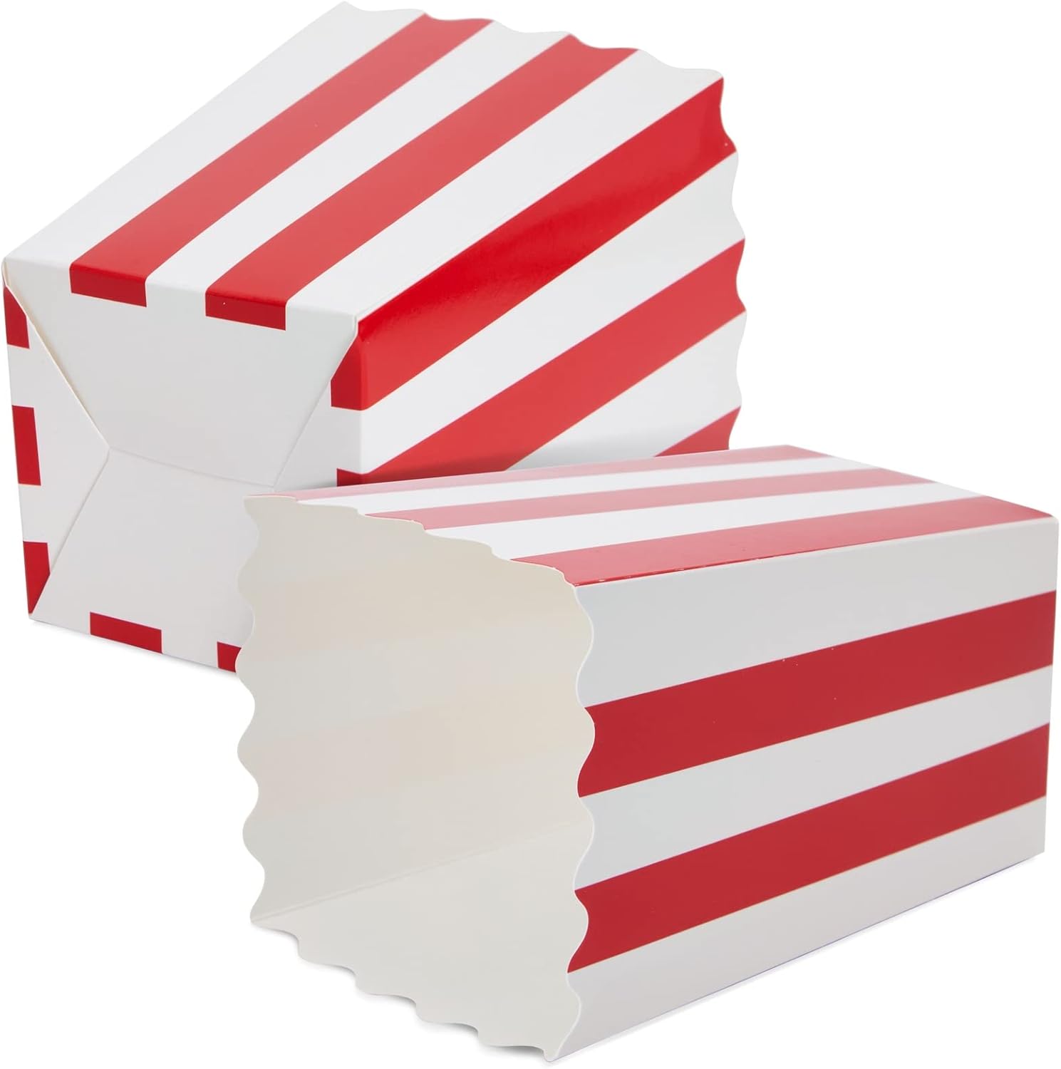 Paquete de 100 mini cajas de palomitas de maíz de 3.3 x 5.6 pulgadas, 20 onzas de rayas rojas y blancas, caja de aperitivos para aperitivos para