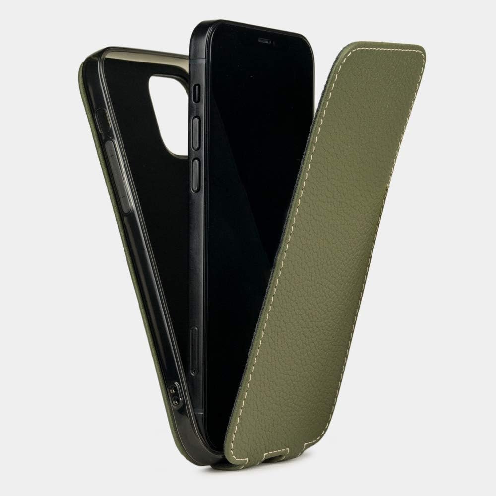 Marcel Robert – Funda de piel tipo cartera para iPhone 12 y 12 PRO – Modelo patentado – Ultra fina – Fabricada en Francia –  Verde