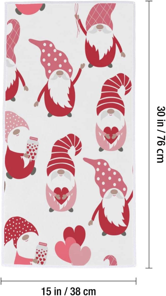 Vhcawsu Love Hearts Gnomes – Toalla de mano para el día de San Valentín, toallas de baño suaves para secado de cabello, altamente absorbentes, para
