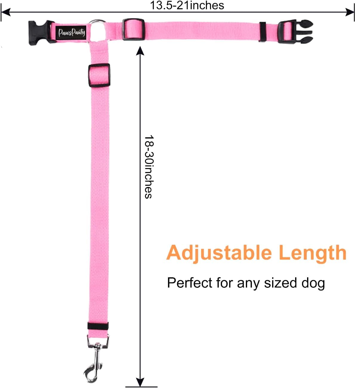PawsPawty – Paquete de 2 cinturones de seguridad para perros, ajustable, tela de nailon, correas de seguridad para automóvil, arnés para perros,