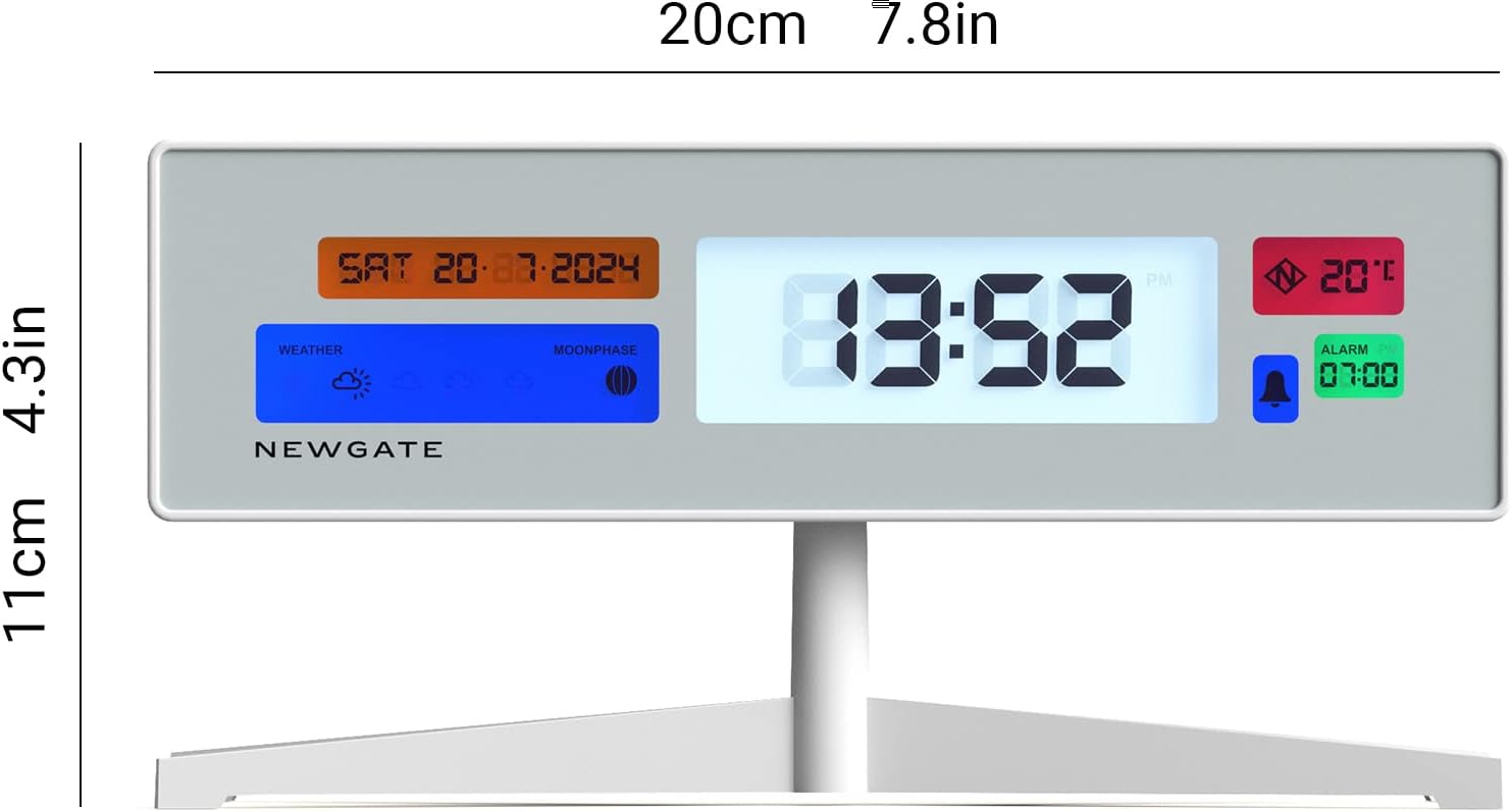 NEWGATE Supergenius – Reloj despertador LCD moderno, reloj de noche, reloj de escritorio, reloj digital, despertador digital, accesorios de