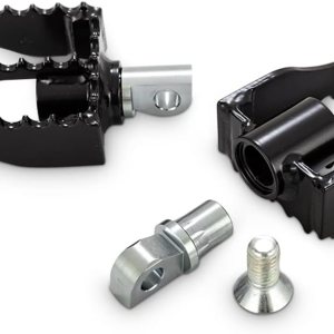 Burly Brand MX Style – Estriberas para pasajeros o pasajeros, agarre dentado, acero, acabado con recubrimiento en polvo negro satinado, para Burly Brand MX Style – Estriberas para pasajeros o pasajeros, agarre dentado, acero, acabado con recubrimiento en polvo negro satinado, para