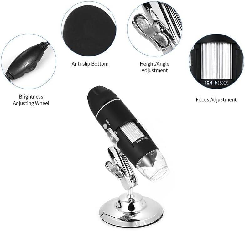 Handheld Digital Microscope Accessories Professional 1600X Digital USB Microscopio with OTG LED Light Magnifier with Stand Microscope Accessories