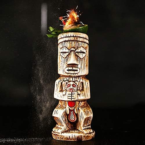 Tazas de cóctel Tiki, vasos Tiki de cerámica hawaiana  Tiki bar profesional  Vajilla hawaiana para fiesta hawaiana (450 ml15.2 onzas)