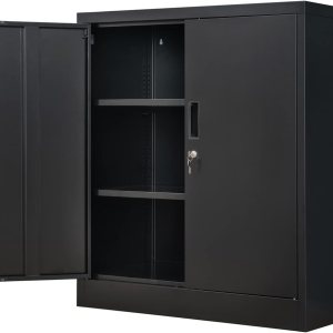 Armarios de almacenamiento de metal con bloqueo con estantes y puertas, gabinete de almacenamiento de acero para oficina en casa, garaje, cuarto de Armarios de almacenamiento de metal con bloqueo con estantes y puertas, gabinete de almacenamiento de acero para oficina en casa, garaje, cuarto de