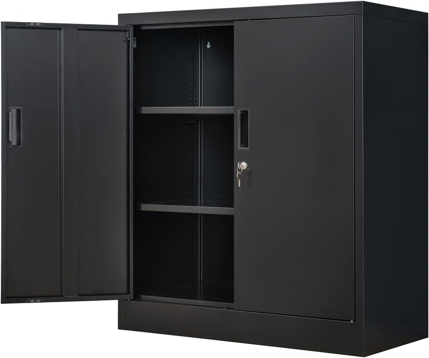 Armarios de almacenamiento de metal con bloqueo con estantes y puertas, gabinete de almacenamiento de acero para oficina en casa, garaje, cuarto de