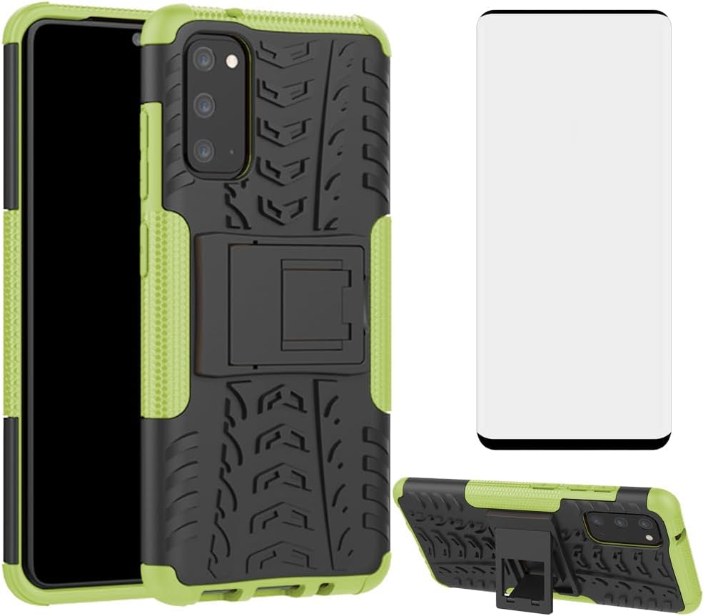 Asuwish Funda de teléfono para Samsung Galaxy S20 5G de 6.2 pulgadas con protector de pantalla de vidrio templado y soporte delgado, híbrida,