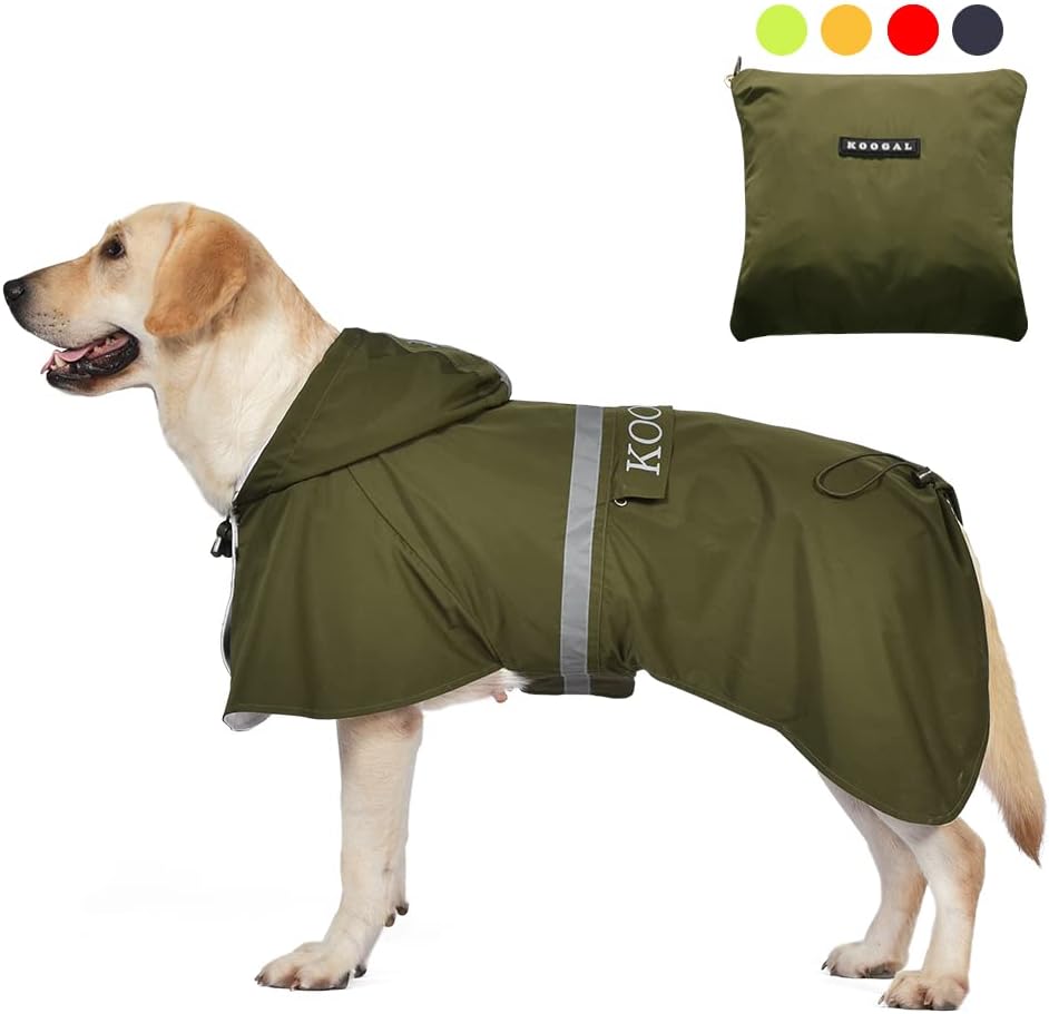 Impermeable para perros grandes para mascotas, poncho impermeable para perros medianos y grandes, chaqueta de ropa (2XL, verde)
