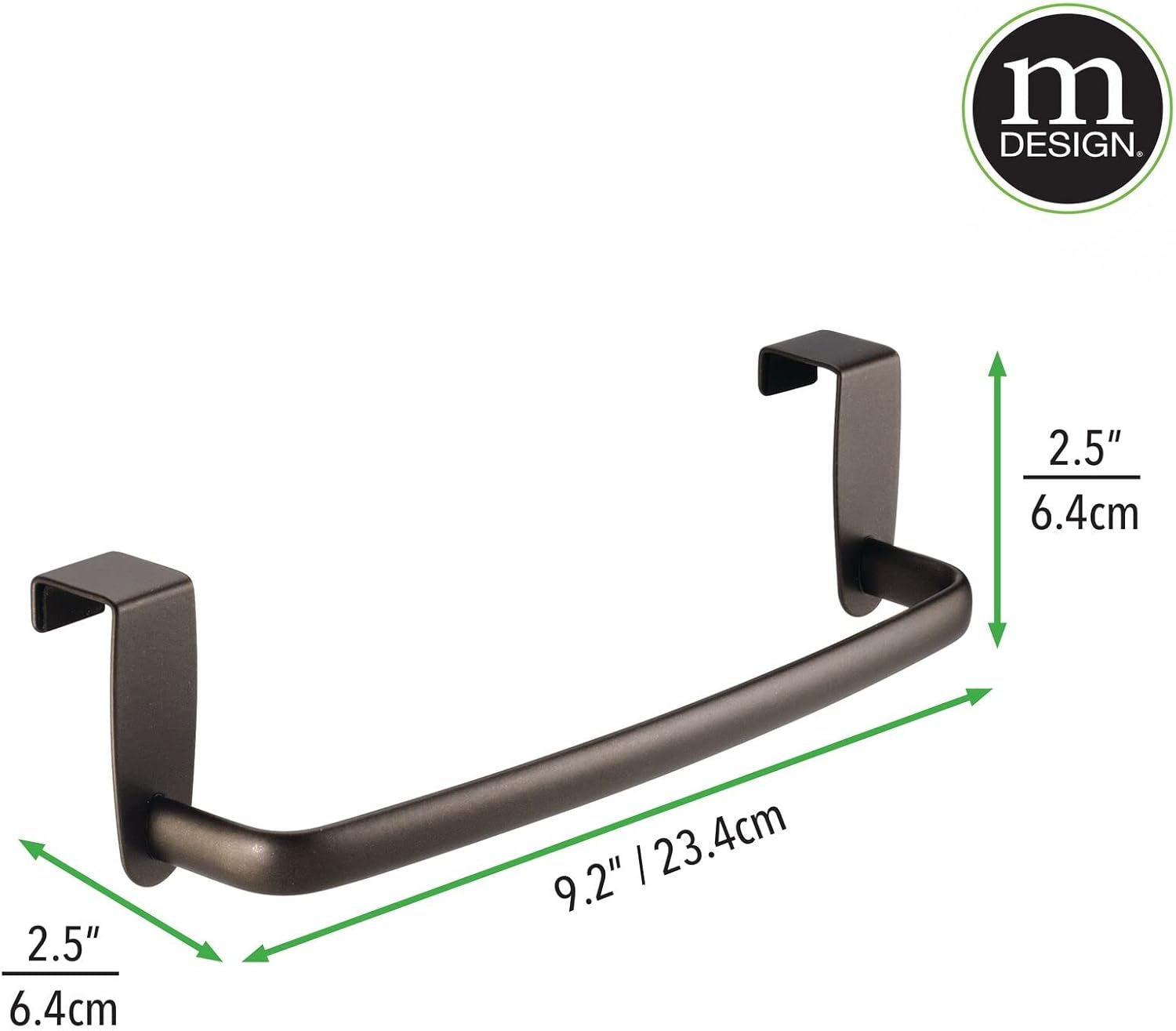 mDesign Organizador de almacenamiento de alambre de metal de acero sobre el gabinete, colgar en el gabinete o puerta, soporte para toallero para