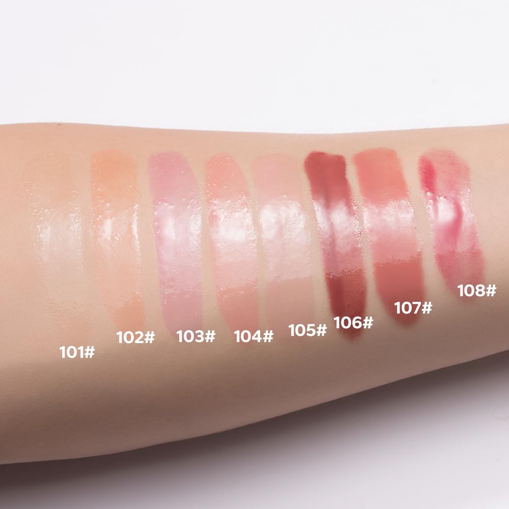 Beauty Glazed Variedad de colores – Aceite labial ultra hidratante y nutritivo no pegajoso, acabado brillante suave, aceite de brillo labial de