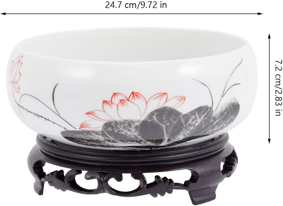Veemoon Cerámica Water Lily Bowl Narciso Nautance Moneda de cobre Hierba Maceta con soporte Lotus Contenedor hidropónico Narciso Bonsái Maceta para