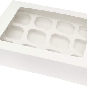 Spec101 – Cajas para magdalenas a granel, paquete de 12 recipientes desechables para magdalenas con ventana de color blanco, 12 unidades, tamaño Spec101 – Cajas para magdalenas a granel, paquete de 12 recipientes desechables para magdalenas con ventana de color blanco, 12 unidades, tamaño