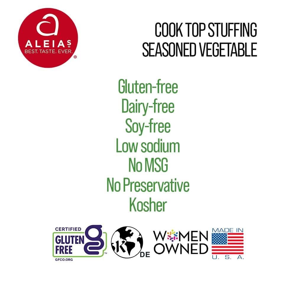 Aleia’s – Mezcla de relleno para estufa sin gluten, sin lácteos, mezcla de relleno Kosher para estufa, aves de corral sazonadas, 5.5 onzas, paquete