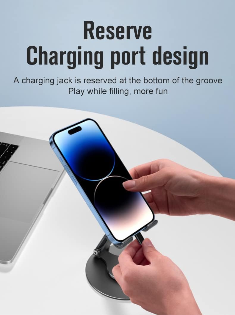 Soporte universal para teléfono celular giratorio de 360, compatible con iPhoneAndroid y iPadTablet. Agarre seguro, altura ajustable, flexible y