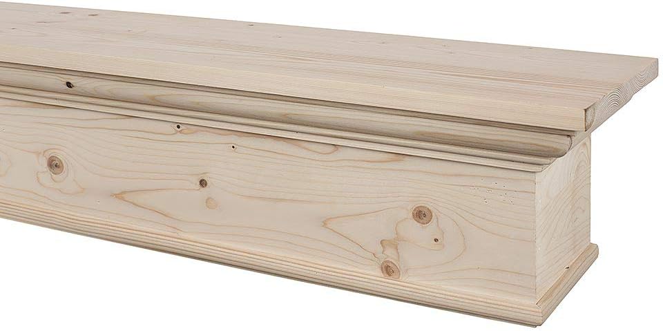 MANTELSDIRECT Estante flotante de madera para chimenea de 72 pulgadas sin terminar, Bellamy de Mantels Direct, estante de pared rústico de madera