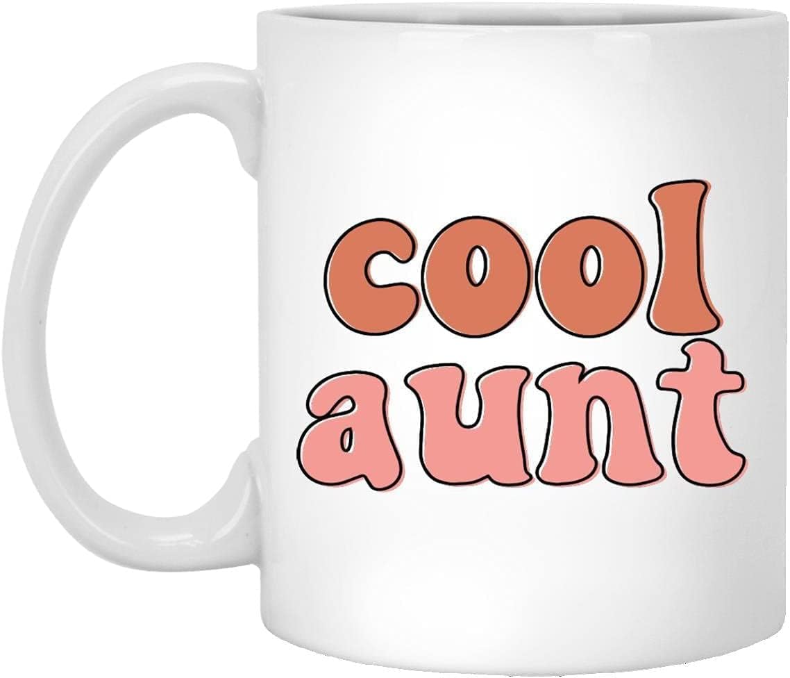 HTDesigns Taza de regalo para tía con texto en inglés “Cool Aunt Ever”, taza para tía, regalo para hermana, Zia Tia Theia, tía, tía, arcoíris, taza
