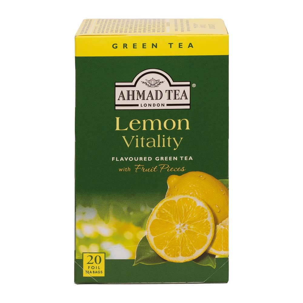 Té inglés, té verde limón” – Etiquetado y bolsas de té envueltas en papel de aluminio