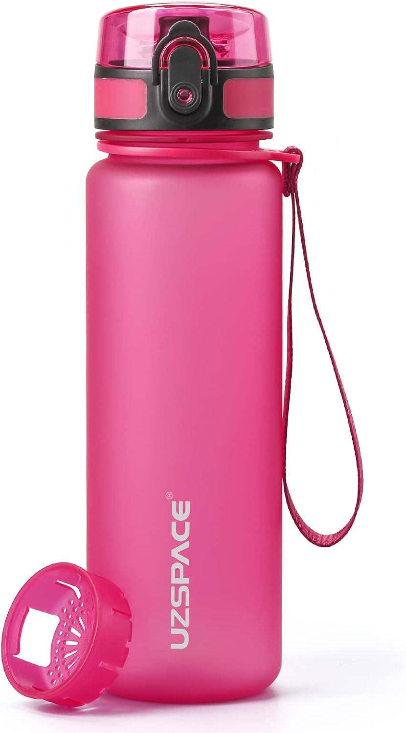 UZSPACE Botella deportiva de plástico a prueba de fugas para niños de 1 litro, 27.1 fl oz, 16.9 fl oz, Tritan y botella deportiva sin BPA apta para