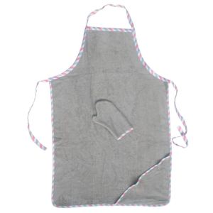 Topwon Delantal Toalla de baño para bebé paño polar con guante de baño Super absorción de agua (gris) Topwon Delantal Toalla de baño para bebé paño polar con guante de baño Super absorción de agua (gris)