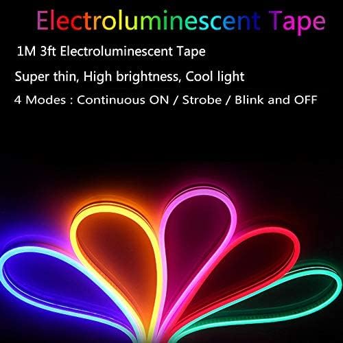 Cinta electroluminiscente Robbin con luz de neón Lychee (3 pies) funciona con batería para disfraces, decoración o festivales, Rojo