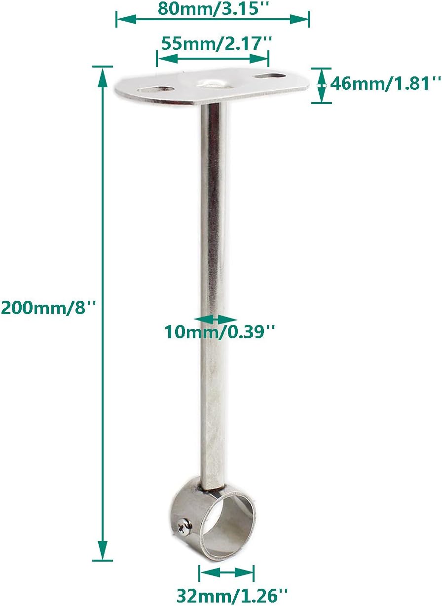 Paquete de 2 soportes de montaje en techo, soporte de tubo de acero inoxidable para armario, soporte de tubería de techo, cortina de ducha, armario,