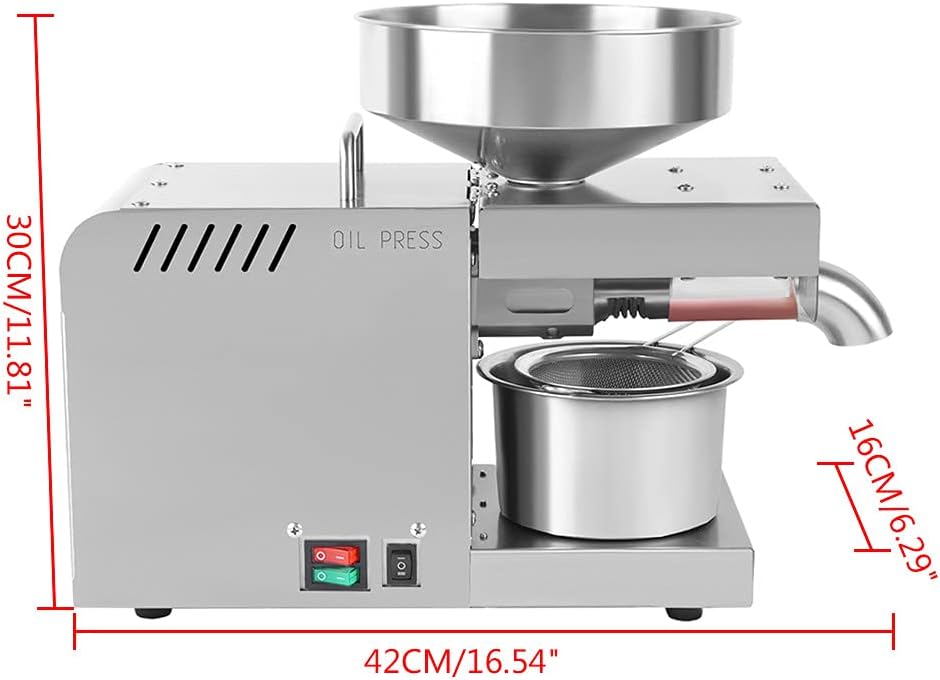 Máquina automática de prensa de aceite, extractor de aceite comercial de acero inoxidable 600 W, semillas de frutos secos, prensatelas de aceite